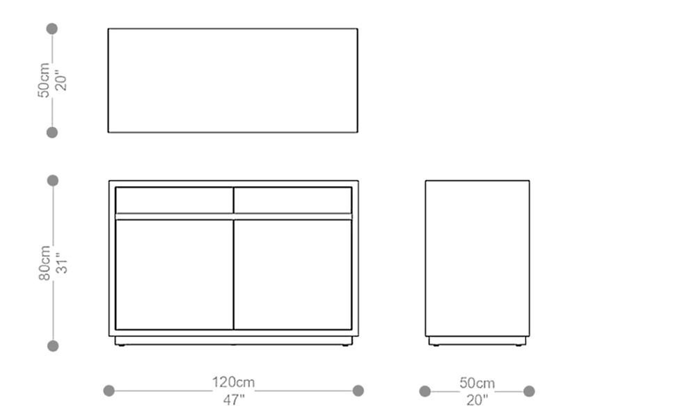 Image of the main dimensions of the product